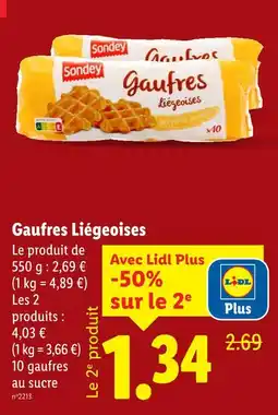 Lidl SONDEY Gaufres liégeoises offre