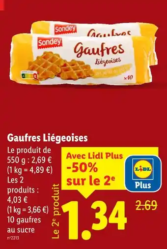 Lidl SONDEY Gaufres liégeoises offre