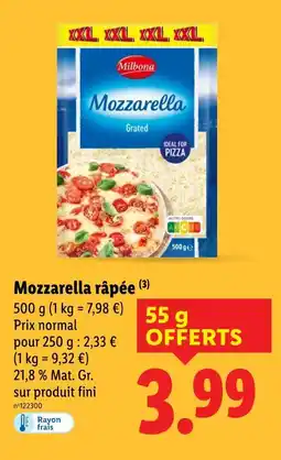 Lidl MILBONA Mozzarella râpée offre