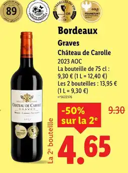 Lidl CHATEAU DE CAROLLE Graves offre