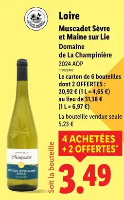 Lidl DOMAINE DE LA CHAMPINIÈRE Loire muscadet sèvre et maine sur lie offre