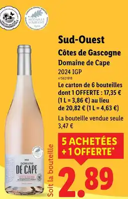 Lidl DOMAINE DE CAPE Sud-ouest côtes de gascogne offre