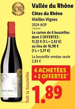 Lidl Vallée du rhone côtes du rhône offre