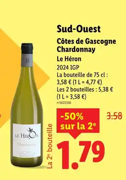 Lidl LE HÉRON Côtes de Gascogne Chardonnay offre