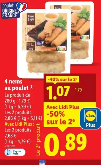 Lidl 4 nems au poulet offre