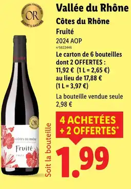 Lidl Vallée du rhône côtes du rhône fruité offre