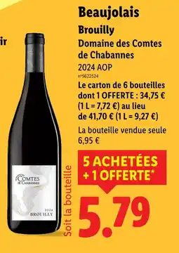 Lidl Domaine des Comtes de Chabannes Beaujolais Brouilly offre