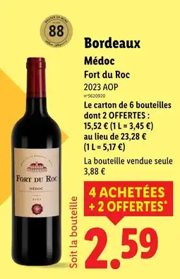 Lidl Bordeaux médoc fort du roc offre