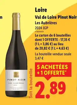 Lidl PINOT NOIR LES AUBRIERES Loire offre