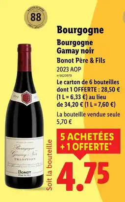 Lidl Bonot Père & Fils Bourgogne Gamay noir offre