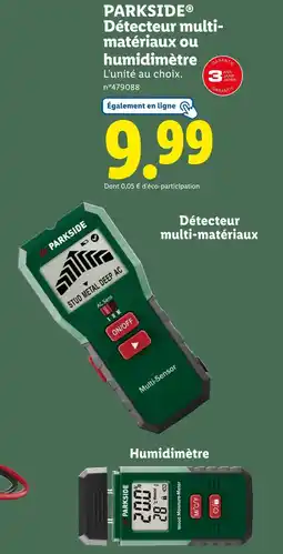 Lidl PARKSIDE Détecteur multi-matériaux ou humidimètre offre
