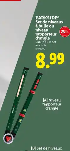 Lidl PARKSIDE Set de niveaux à bulle ou niveau rapporteur d'angle offre