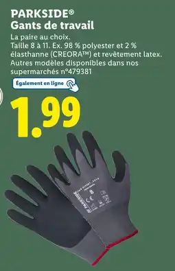 Lidl PARKSIDE Gants de travail offre