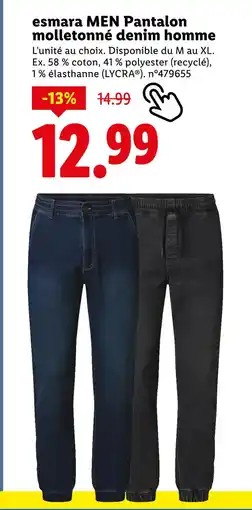 Lidl Esmara MEN Pantalon molletonné denim homme offre