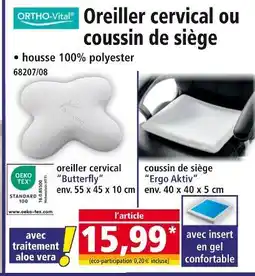 Norma ORTHO-VITAL Oreiller cervical ou coussin de siège offre