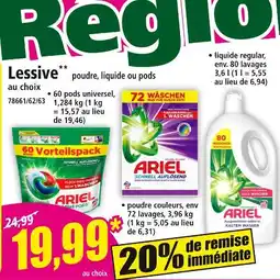 Norma ARIEL LESSIVE offre