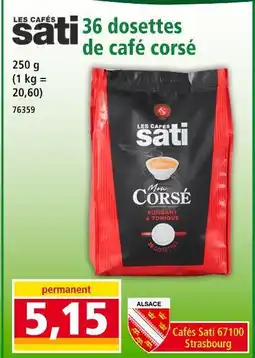 Norma Les Cafés Sati 36 dosettes de café corsé offre