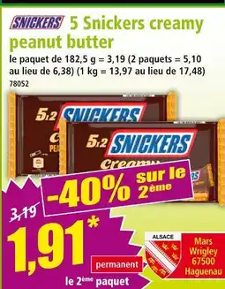Norma 5 Snickers creamy peanut butter offre