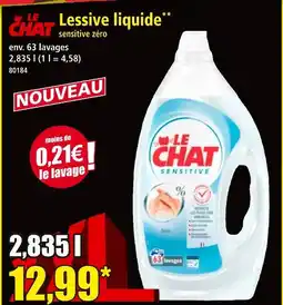 Norma LE CHAT Lessive liquide sensitive zéro offre