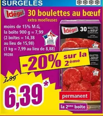 Norma Idégel 30 boulettes au bœuf extra moelleuses offre