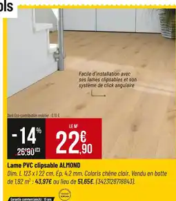Bricorama ALMOND Lame PVC clipsable offre