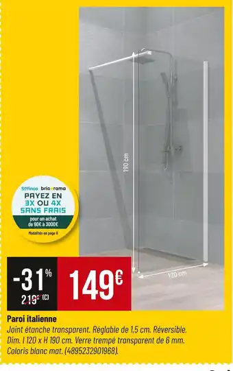 Bricorama Paroi italienne offre