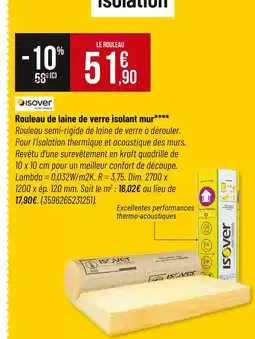 Bricorama ISOVER Rouleau de laine de verre isolant mur offre