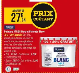 Bricorama Nuance Peinture xtrem murs et plafonds blanc offre