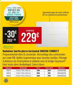 Bricorama SAUTER Radiateur inertie pierre horizontal sibayak connect offre