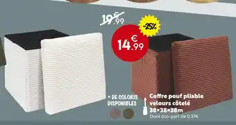 Maxi Bazar Coffre pouf pliable velours côtelé offre