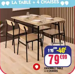 La Foir'Fouille Ensemble table + 4 chaises offre