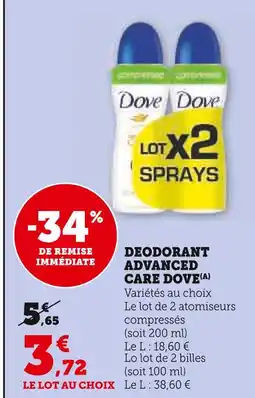 Super U DOVE Deodorant advanced care offre