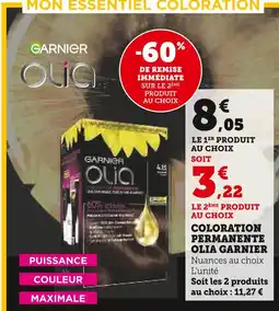 Super U Garnier Coloration permanente Olia offre