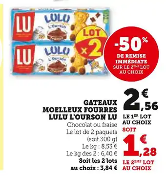 Super U LU Gâteaux moelleux fourres lulu l'ourson offre