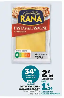 Super U Rana Pâtes fraîches lasagnes offre