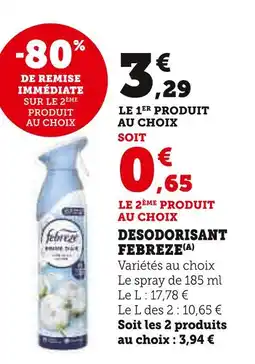 Super U Febreze Désodorisant offre
