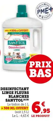Super U SANYTOL Desinfectant Linge Fleurs Blanches offre