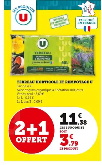 Super U U Terreau horticole et rempotage offre
