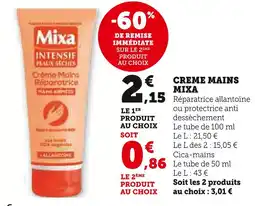 U Express MIXA Crème mains offre