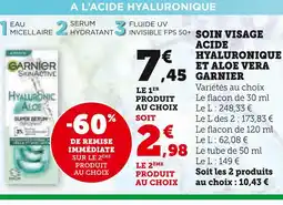 U Express GARNIER Soin visage acide hyaluronique et aloe vera offre