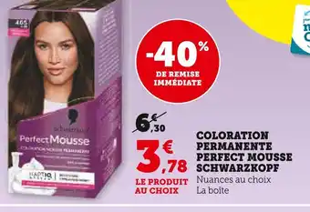 U Express Schwarzkopf COLORATION PERMANENTE PERFECT MOUSSE offre