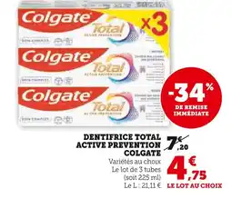 U Express COLGATE Dentifrice Total Active Prevention offre