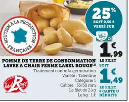 U Express Pomme de terre de consommation lavee a chair ferme label rouge offre
