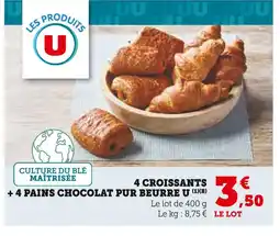 U Express U 4 croissants + 4 pains chocolat pur beurre offre