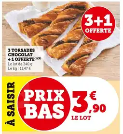 U Express 3 torsades chocolat + 1 offerte offre
