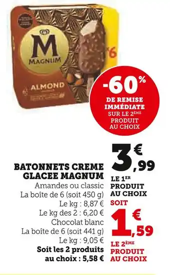 U Express MAGNUM Bâtonnets crème glacée offre