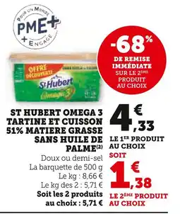 U Express St Hubert Omega 3 Tartine et Cuisson 51% matière grasse sans huile de palme offre