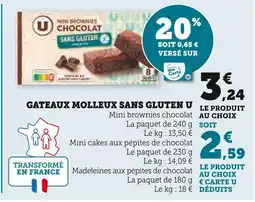 U Express U Gateaux molleux sans gluten offre