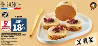 Auchan Auchan foie gras de canard entier cuit au torchon igp du sud-ouest gourmet offre