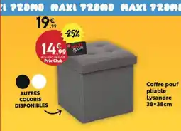 Maxi Bazar Coffre pouf pliable Lysandre 38x38cm offre